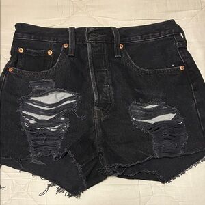 Levi's Black Distressed Jean Shorts